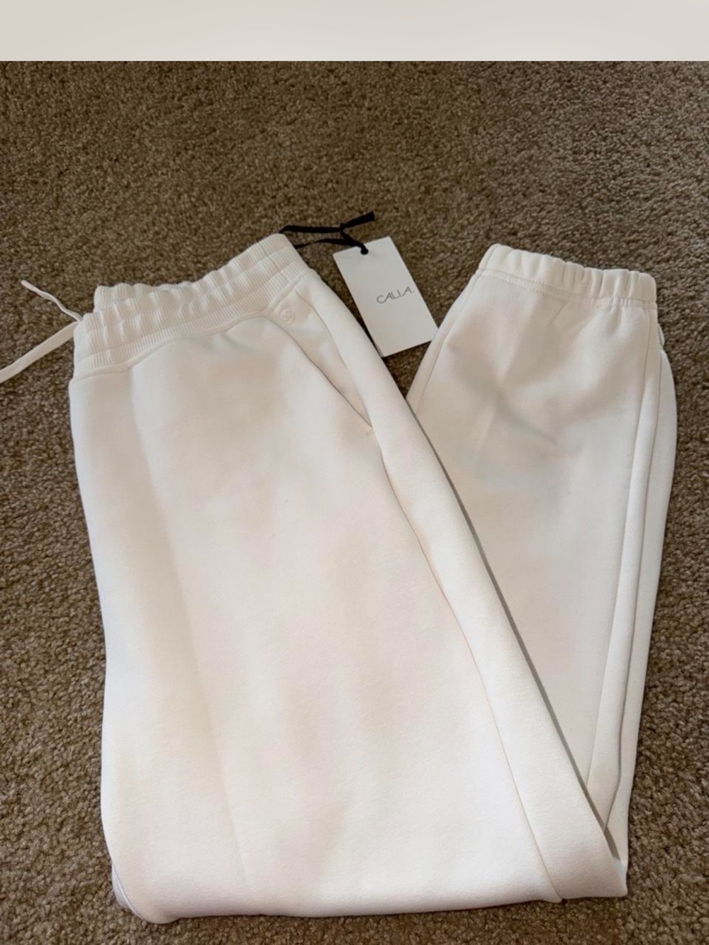 Alia White Soft Scuba Fleece Joggers